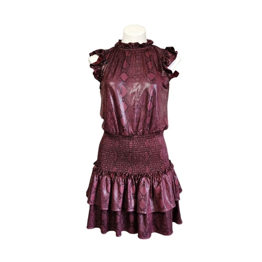 TCEC dress snakeskin print drop waist burgundy whimsigoth Dark Romance S